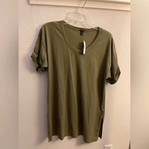 JCrew Side Slit Size large Crew Neck Cuffed Sleeves Olive Green tunic